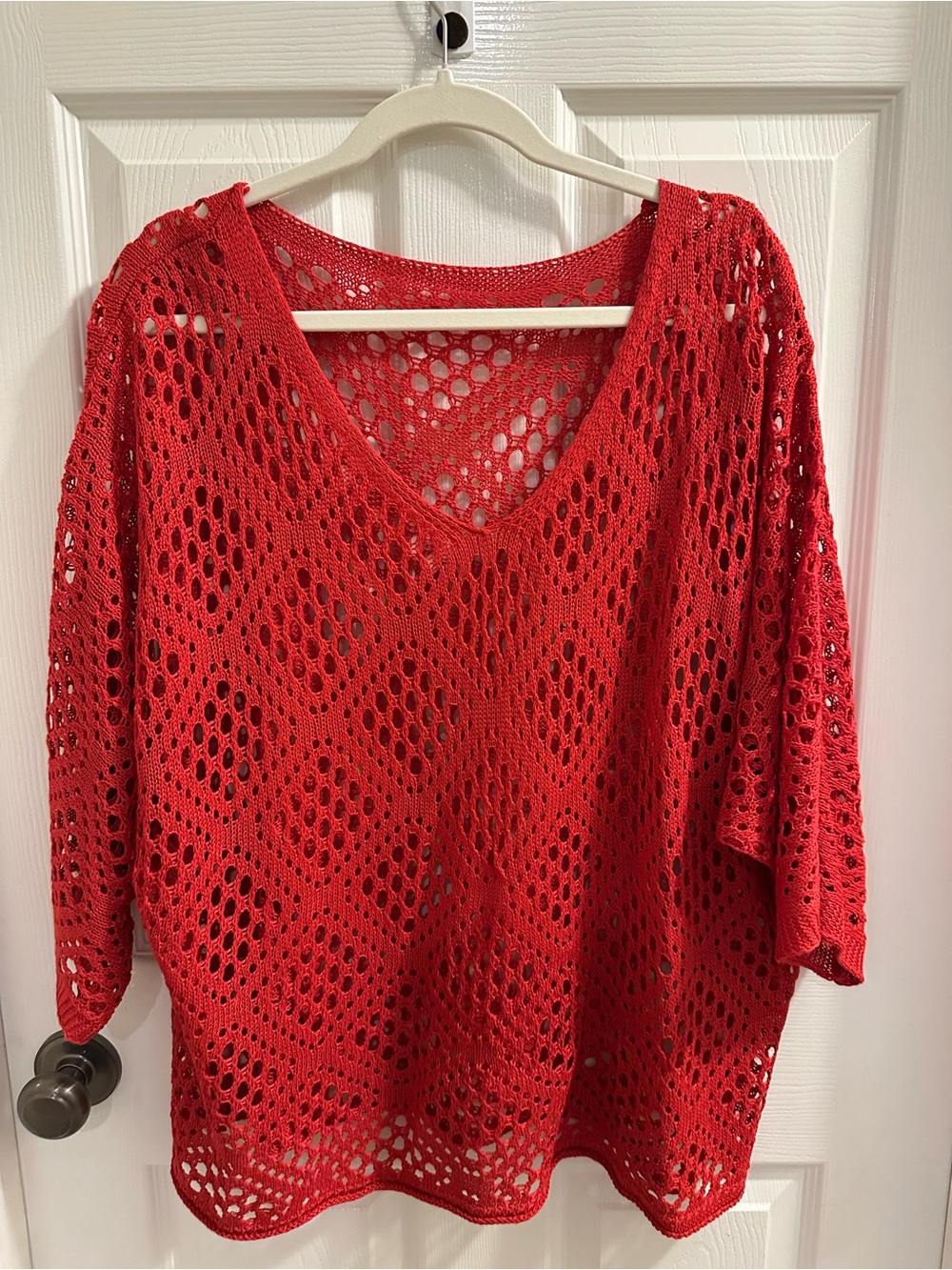 SHEIN Red/Orange lightweight sweater great for summer cover up NWOT